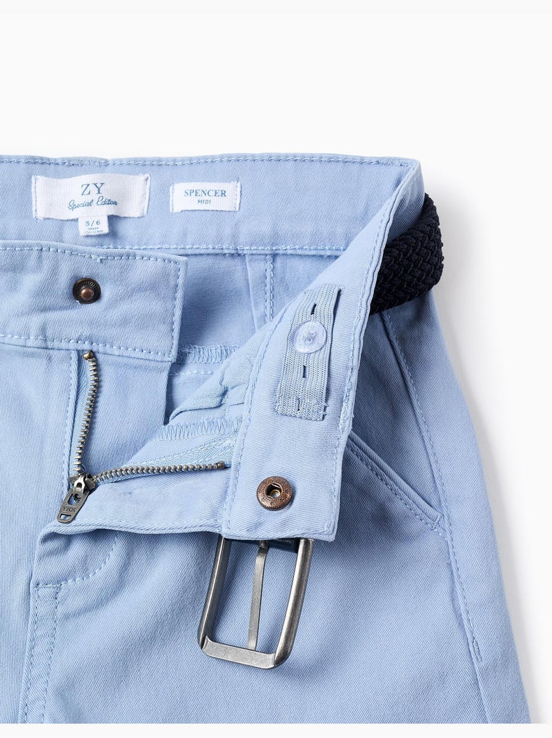 Pantaloncini midi in twill con cintura Blu chiaro - Kiabi