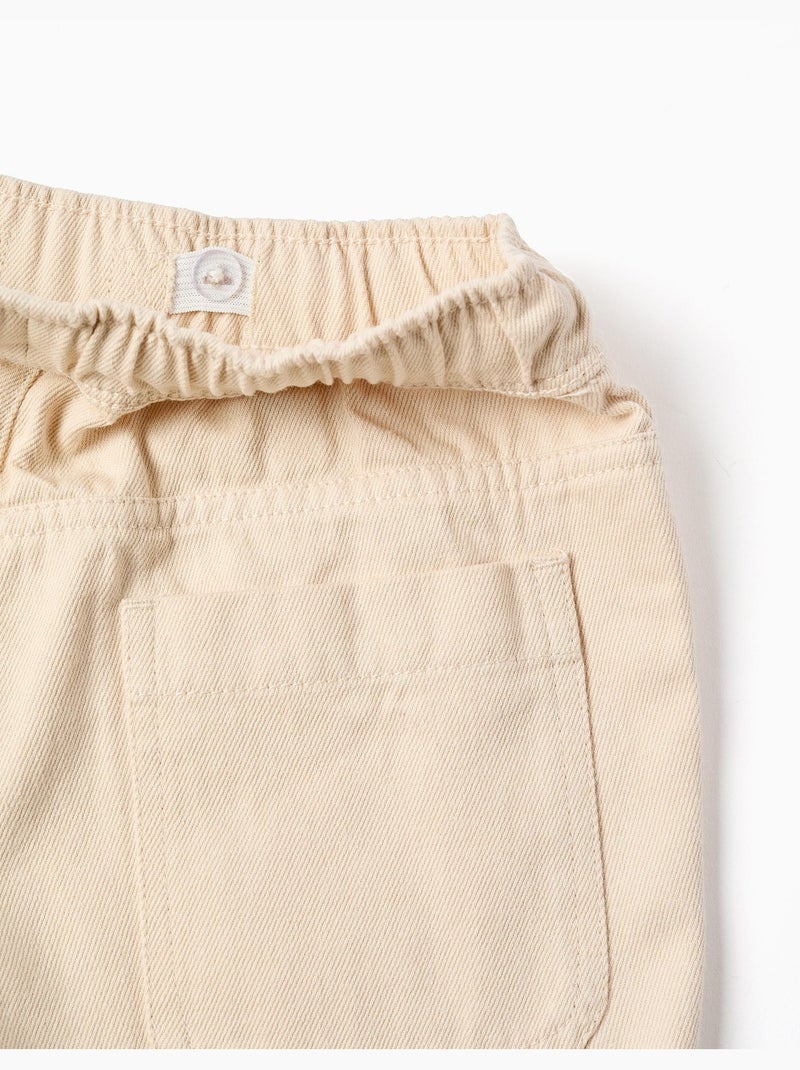 Pantaloncini midi in twill con coulisse Beige - Kiabi