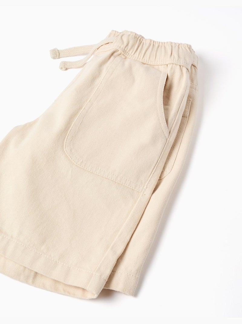 Pantaloncini midi in twill con coulisse Beige - Kiabi