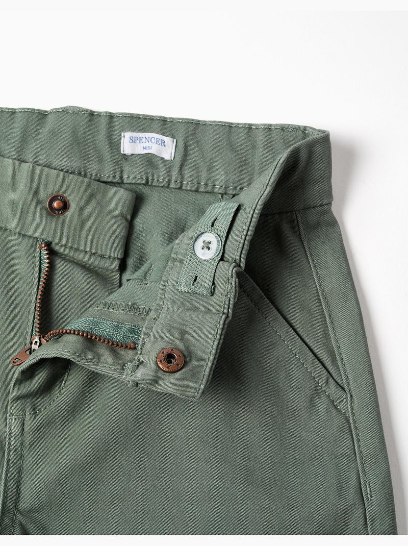 Pantaloncini midi in twill con tasche Verde scuro - Kiabi