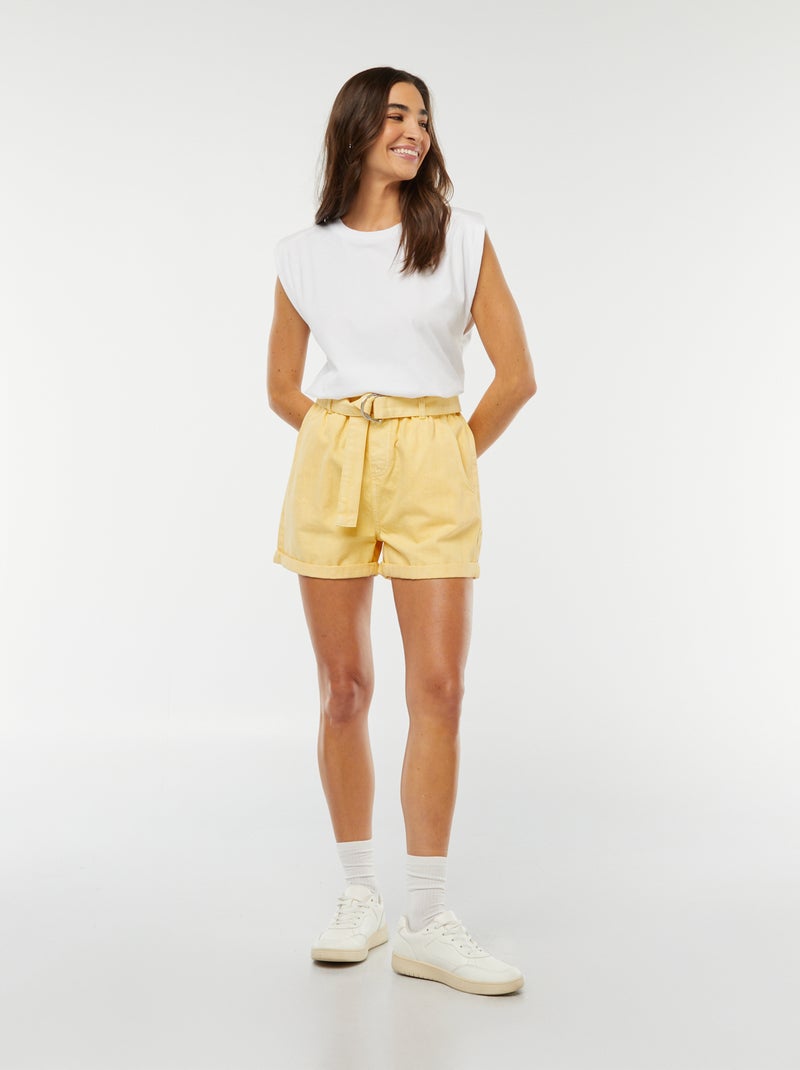 Pantaloncini paperbag con cintura GIALLO - Kiabi