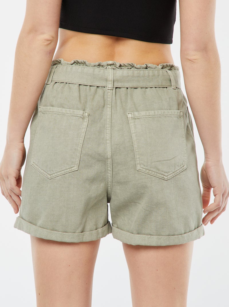 Pantaloncini paperbag con cintura VERDE - Kiabi