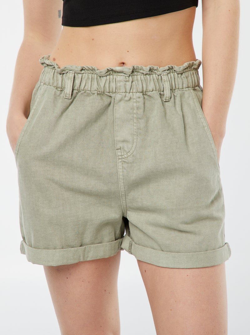 Pantaloncini paperbag con cintura VERDE - Kiabi