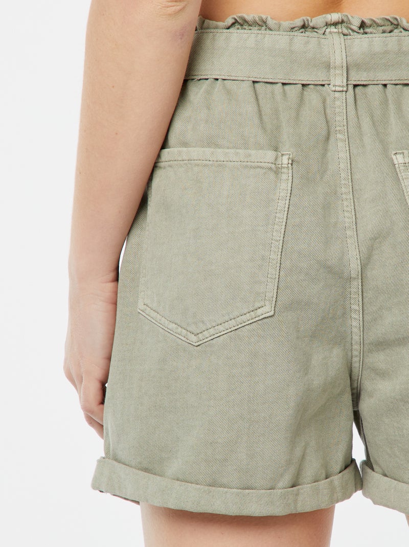 Pantaloncini paperbag con cintura VERDE - Kiabi
