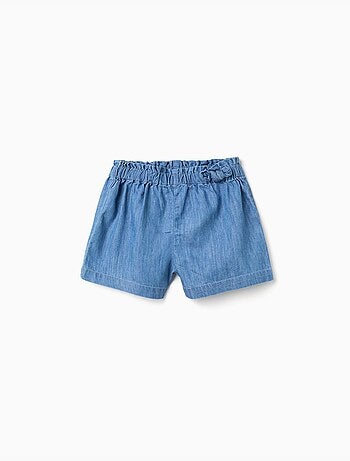 Pantaloncini paperbag di jeans con nodo decorativo