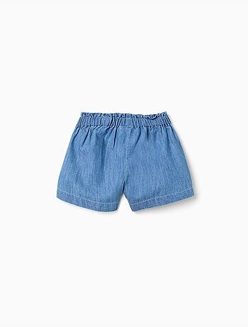 Pantaloncini paperbag di jeans con nodo decorativo