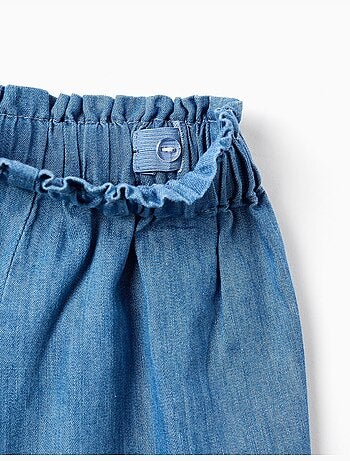 Pantaloncini paperbag di jeans con nodo decorativo