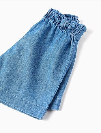 Pantaloncini paperbag di jeans con nodo decorativo
