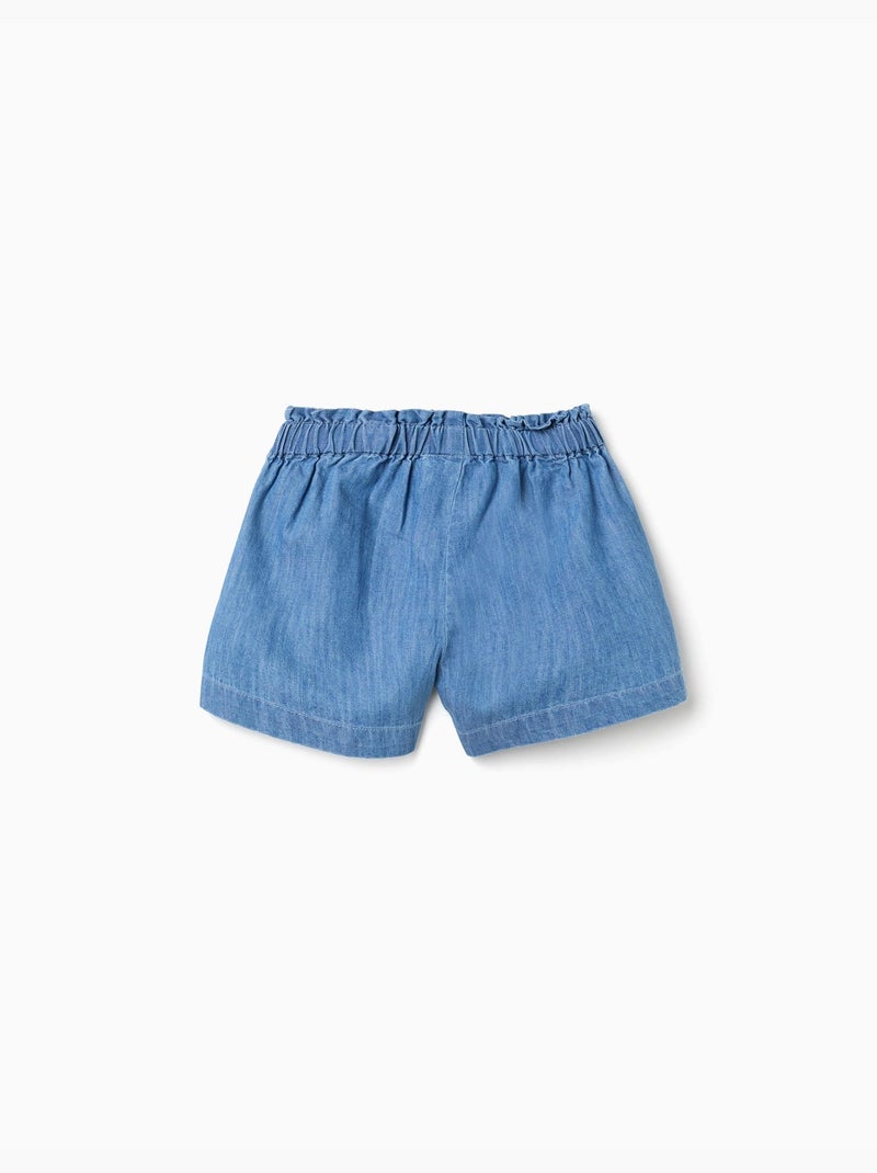 Pantaloncini paperbag di jeans con nodo decorativo Blu chiaro - Kiabi
