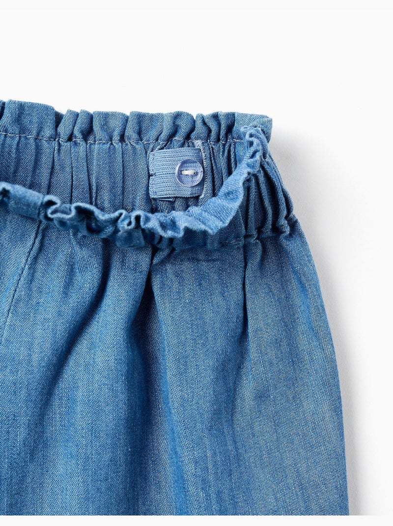 Pantaloncini paperbag di jeans con nodo decorativo Blu chiaro - Kiabi