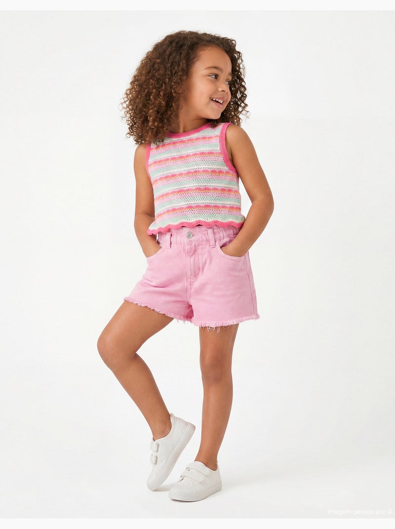 Pantaloncini paperbag in denim, MO Fashion Rosa - Kiabi