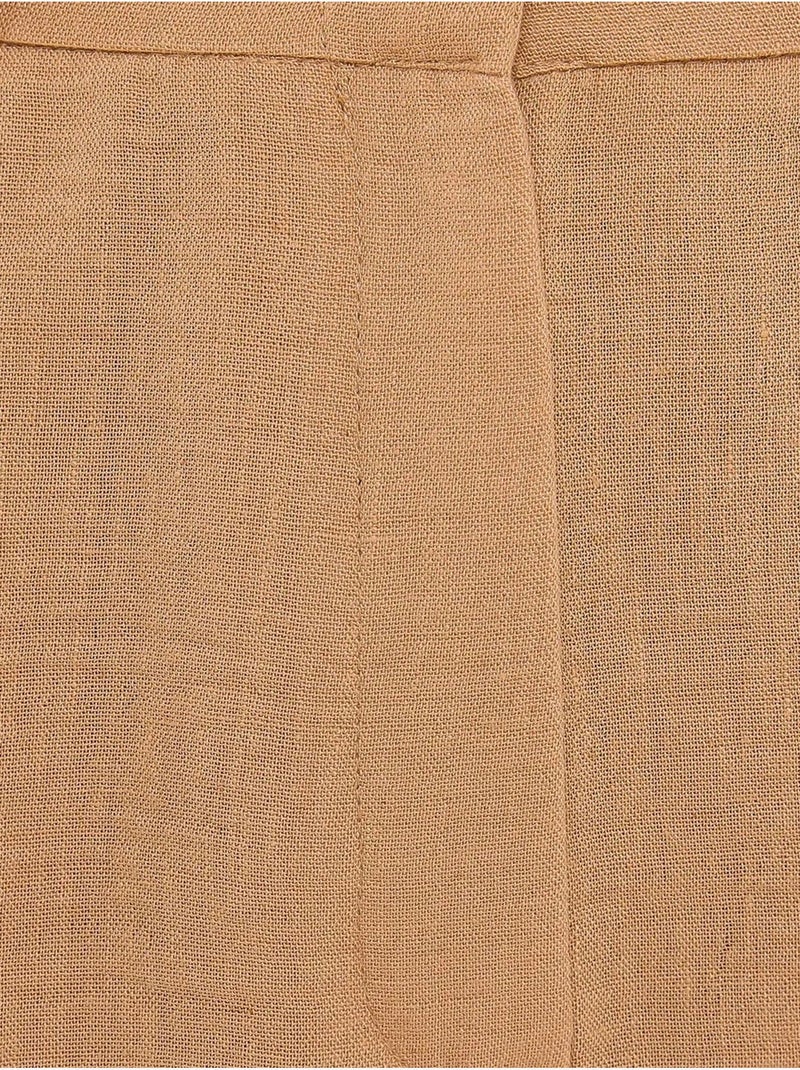 Pantaloncini plissettati a vita alta in tessuto Marrone - Kiabi