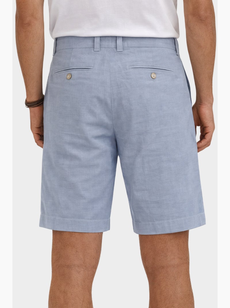 Pantaloncini semplici in cotone, lino e poliestere Blu denim - Kiabi