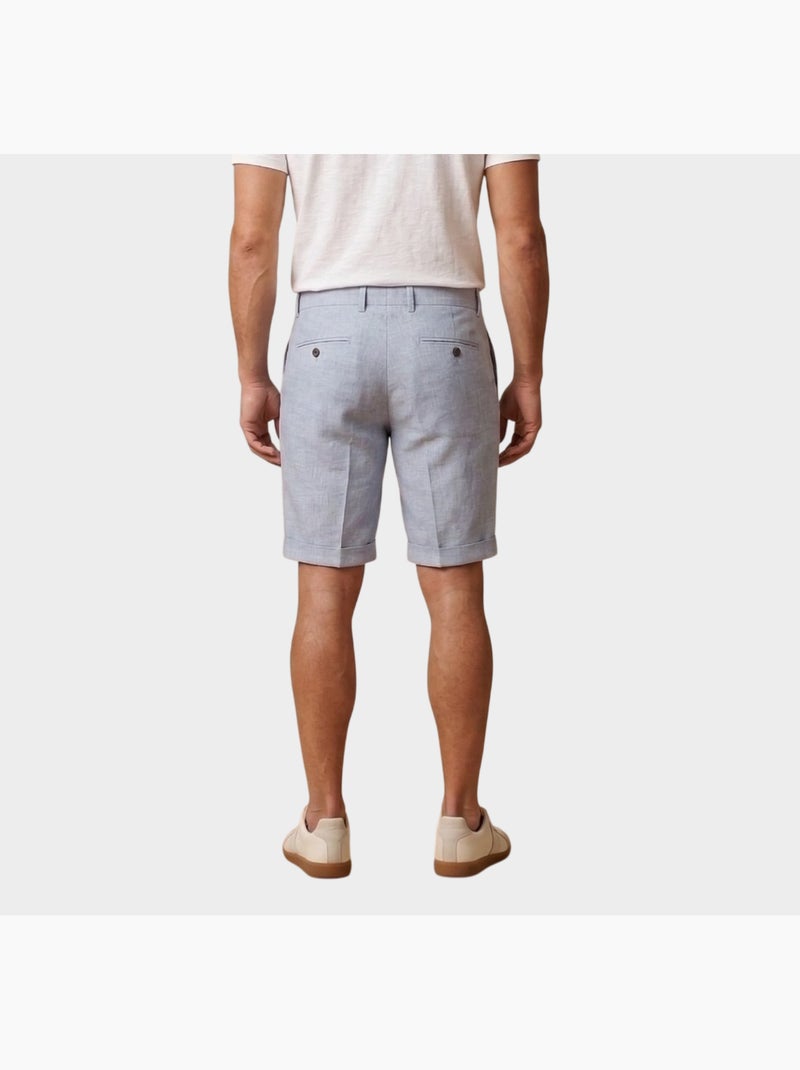 Pantaloncini semplici in cotone, lino e poliestere Blu - Kiabi
