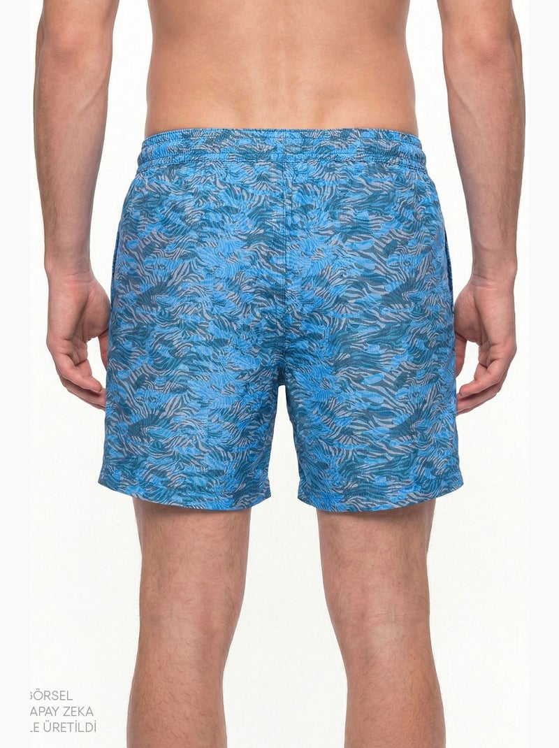 Pantaloncino da bagno uomo con cintura e stampa camouflage zebra profonda penti Blu grigio - Kiabi