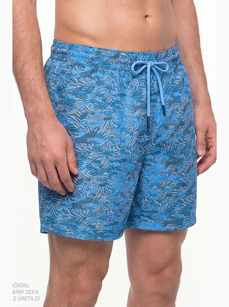 Pantaloncino da bagno uomo con cintura e stampa camouflage zebra profonda penti Blu grigio - Kiabi