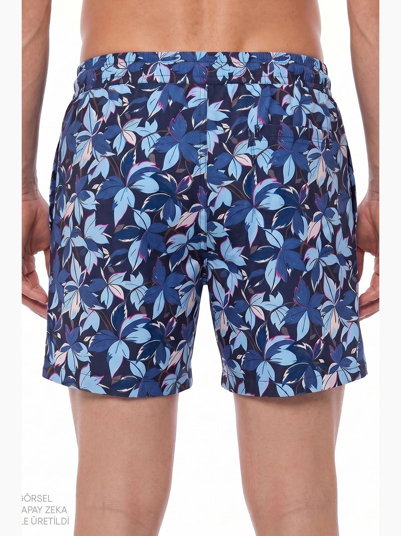 Pantaloncino da bagno uomo surf view con stampa foglie penti Blu marino - Kiabi