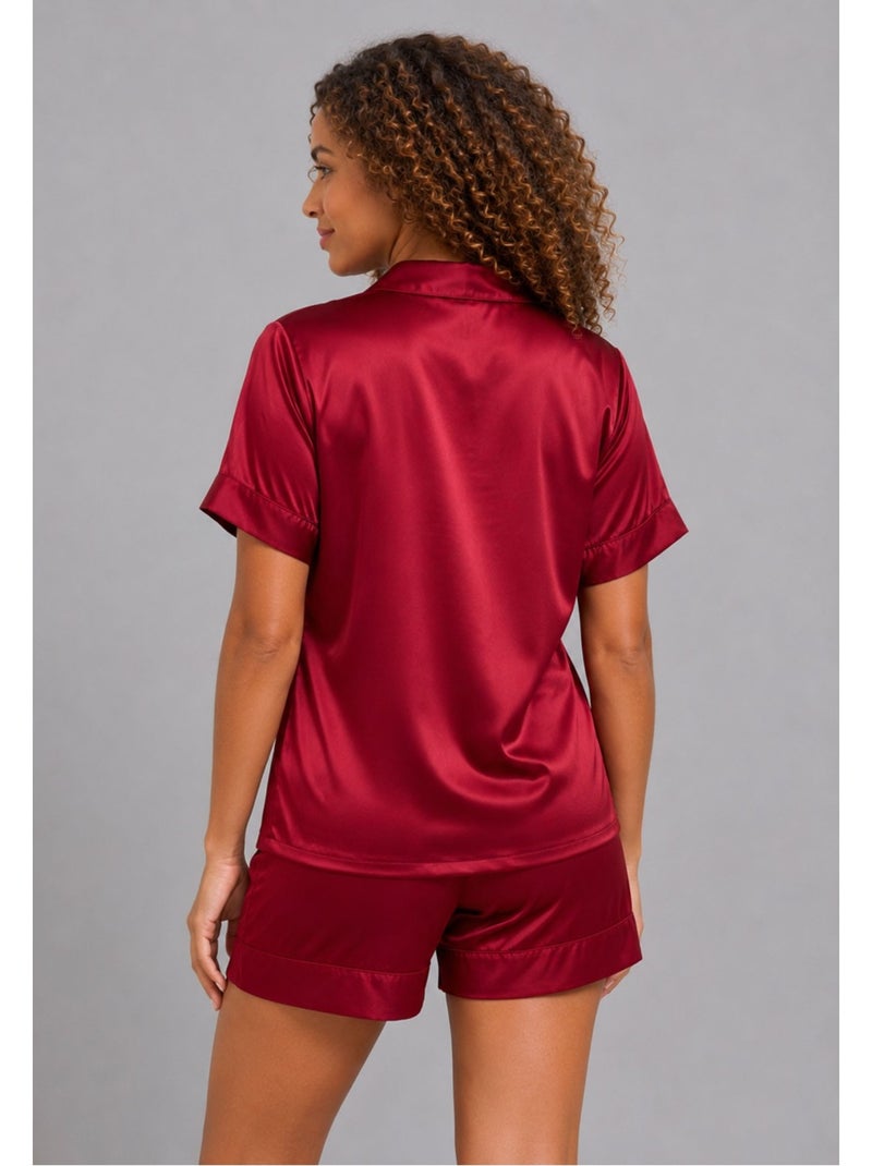 Pantaloncino in raso fluido Kebello Bordeaux - Kiabi
