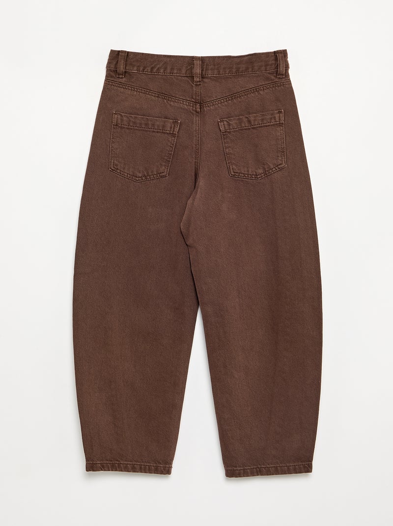 Pantalone a forma barrel con borchie Marrone - Kiabi