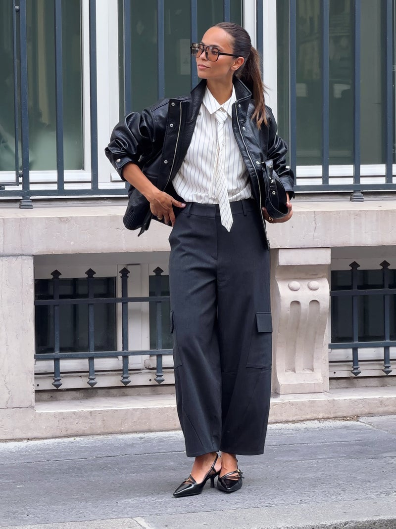 Pantalone a gamba barrel Grigio - Kiabi