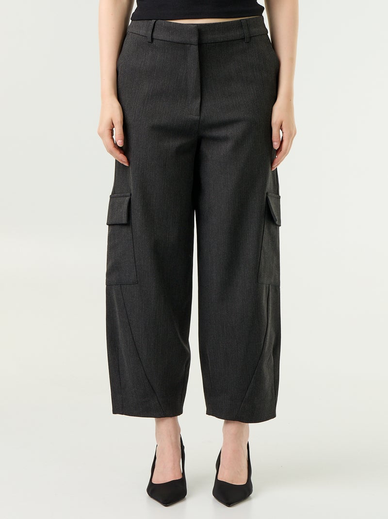 Pantalone a gamba barrel Grigio - Kiabi