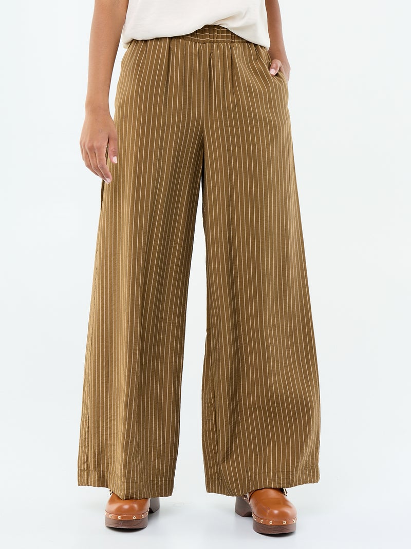 Pantalone a gamba larga con 2 tasche Kaki - Kiabi