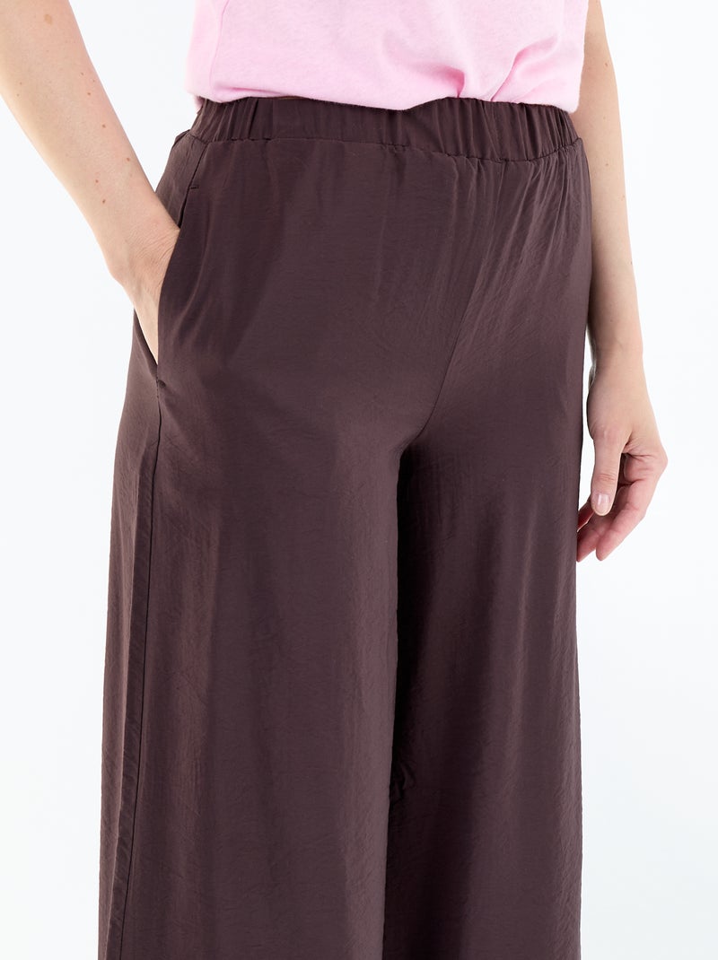 Pantalone a gamba larga con 2 tasche Marrone - Kiabi