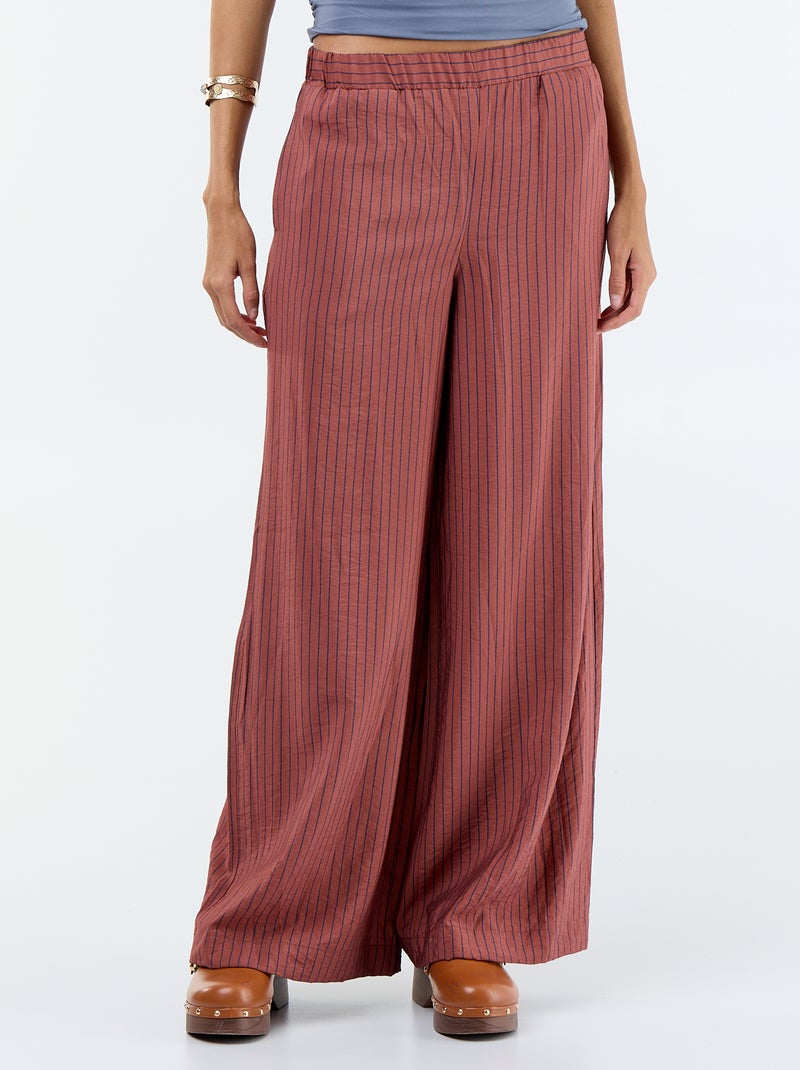 Pantalone a gamba larga con 2 tasche Marrone - Kiabi