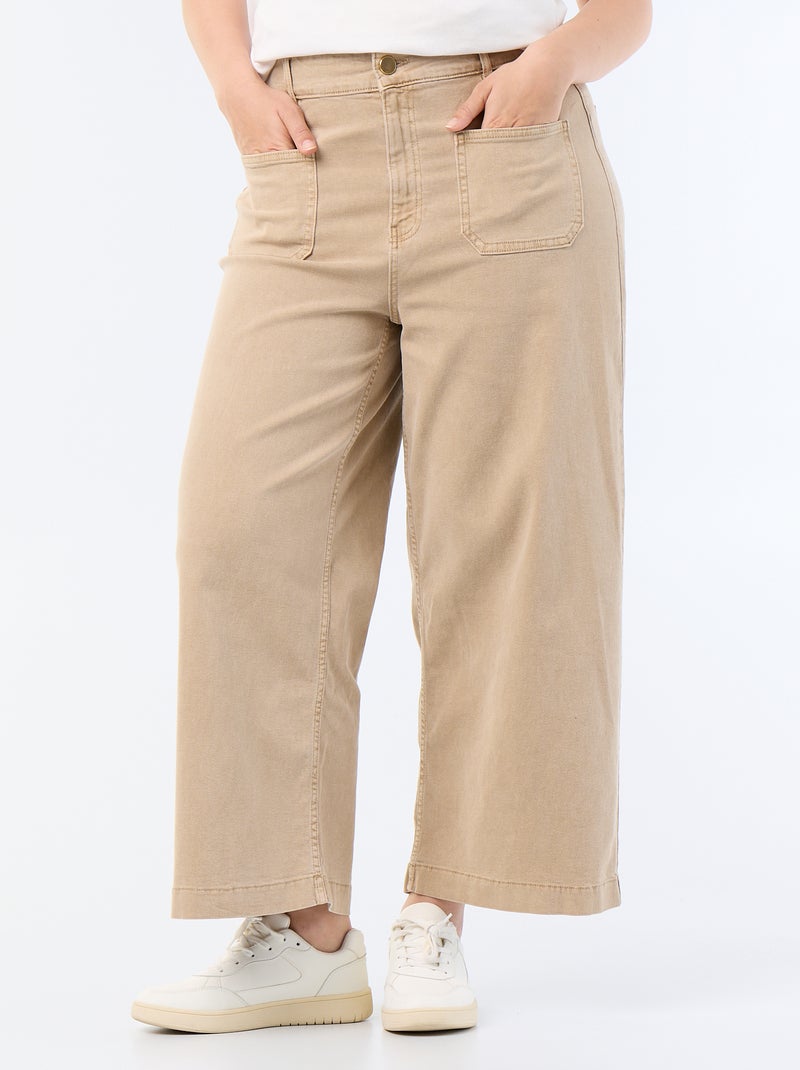 Pantalone a gamba larga / wide leg vita standard Beige - Kiabi