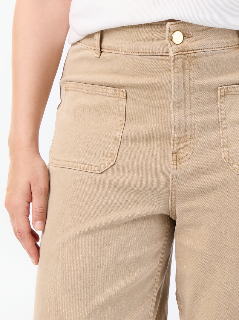 Pantalone a gamba larga / wide leg vita standard Beige - Kiabi