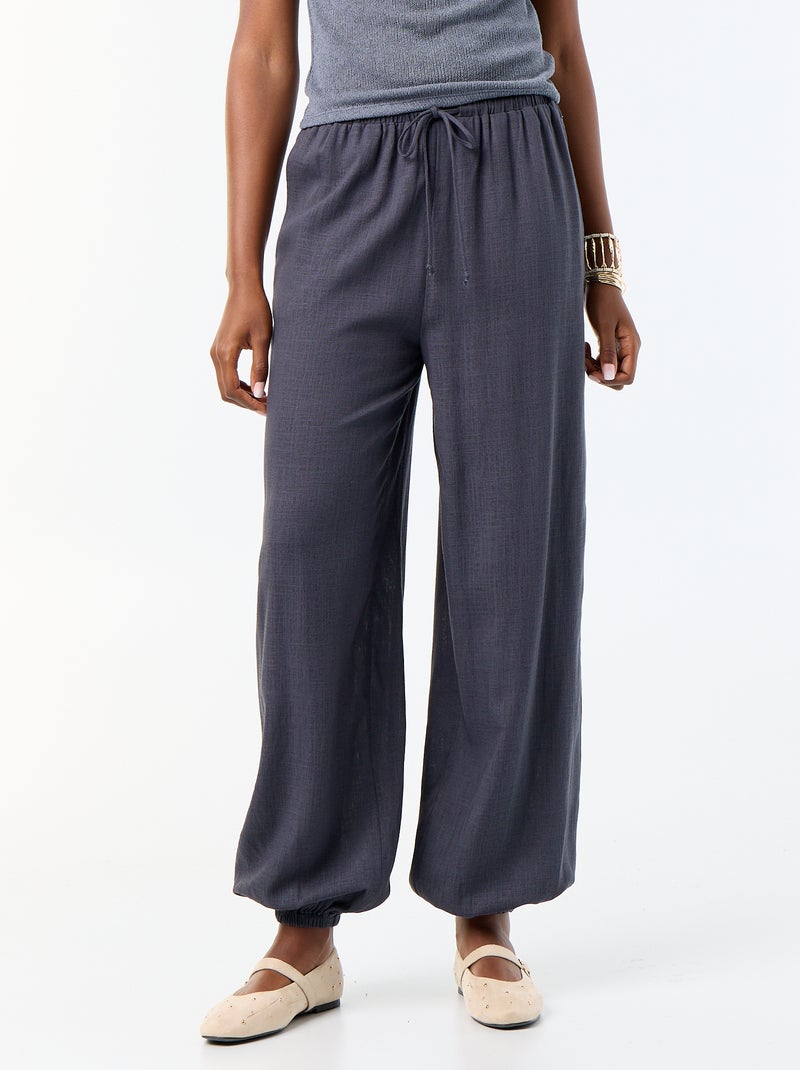 Pantalone a palloncino tinta unita con 2 tasche Grigio - Kiabi