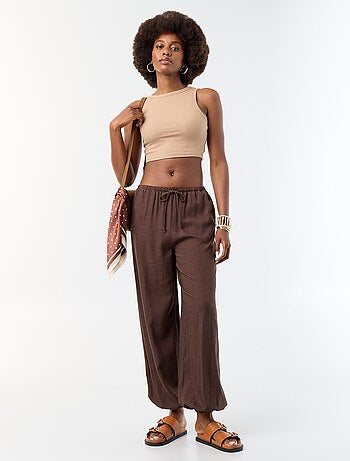 Pantalone a palloncino tinta unita con 2 tasche