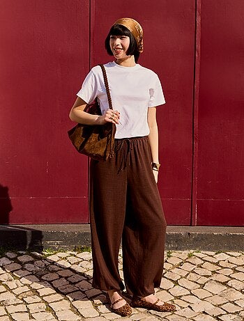 Pantalone a palloncino tinta unita con 2 tasche