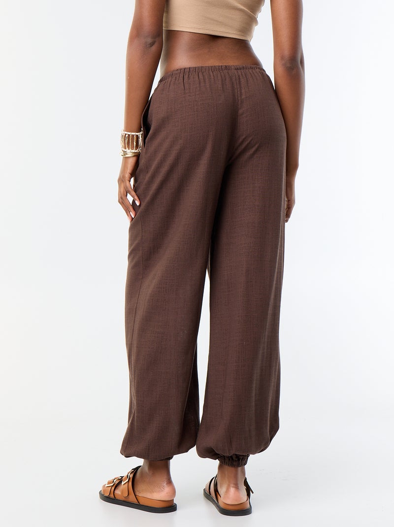 Pantalone a palloncino tinta unita con 2 tasche Marrone - Kiabi