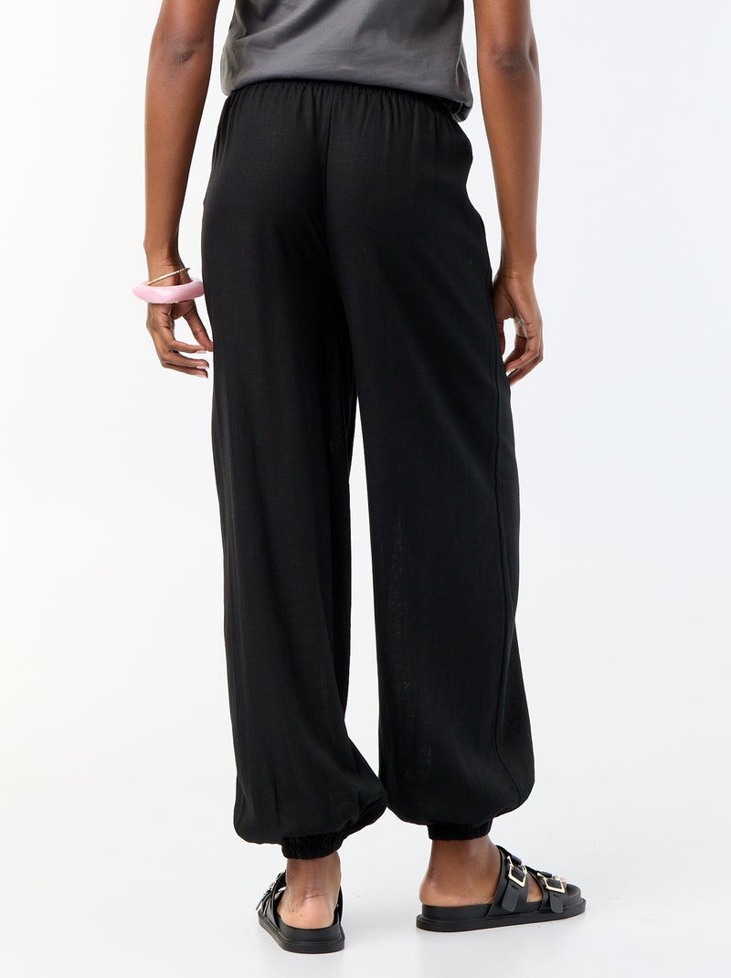 Pantalone a palloncino tinta unita con 2 tasche Nero - Kiabi