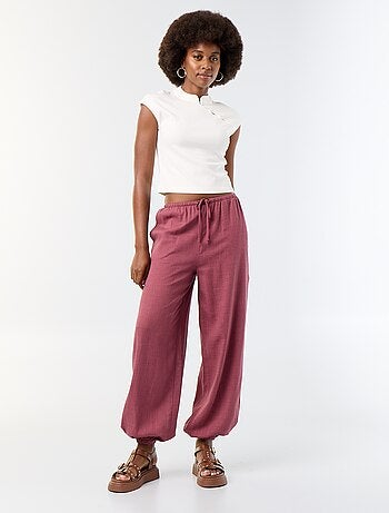Pantalone a palloncino tinta unita con 2 tasche
