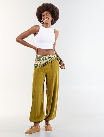 Pantalone a palloncino tinta unita con 2 tasche