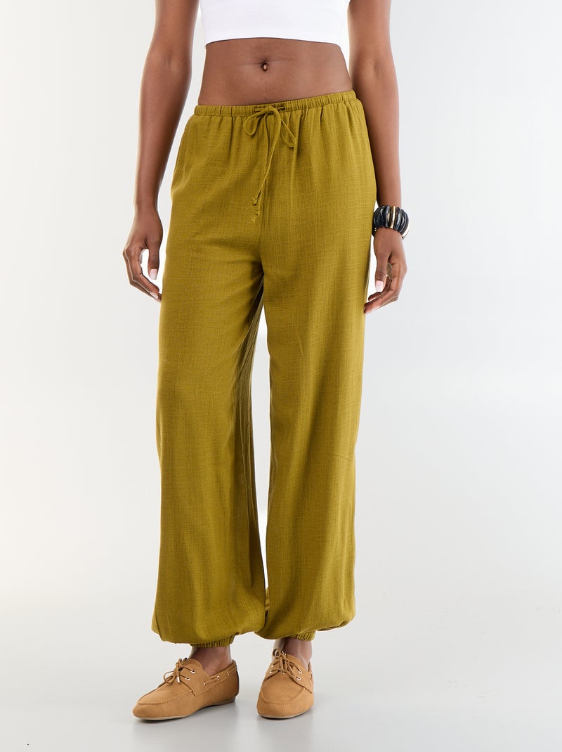 Pantalone a palloncino tinta unita con 2 tasche Verde - Kiabi