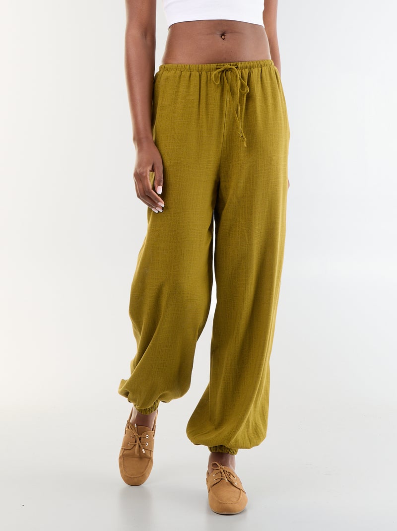 Pantalone a palloncino tinta unita con 2 tasche Verde - Kiabi