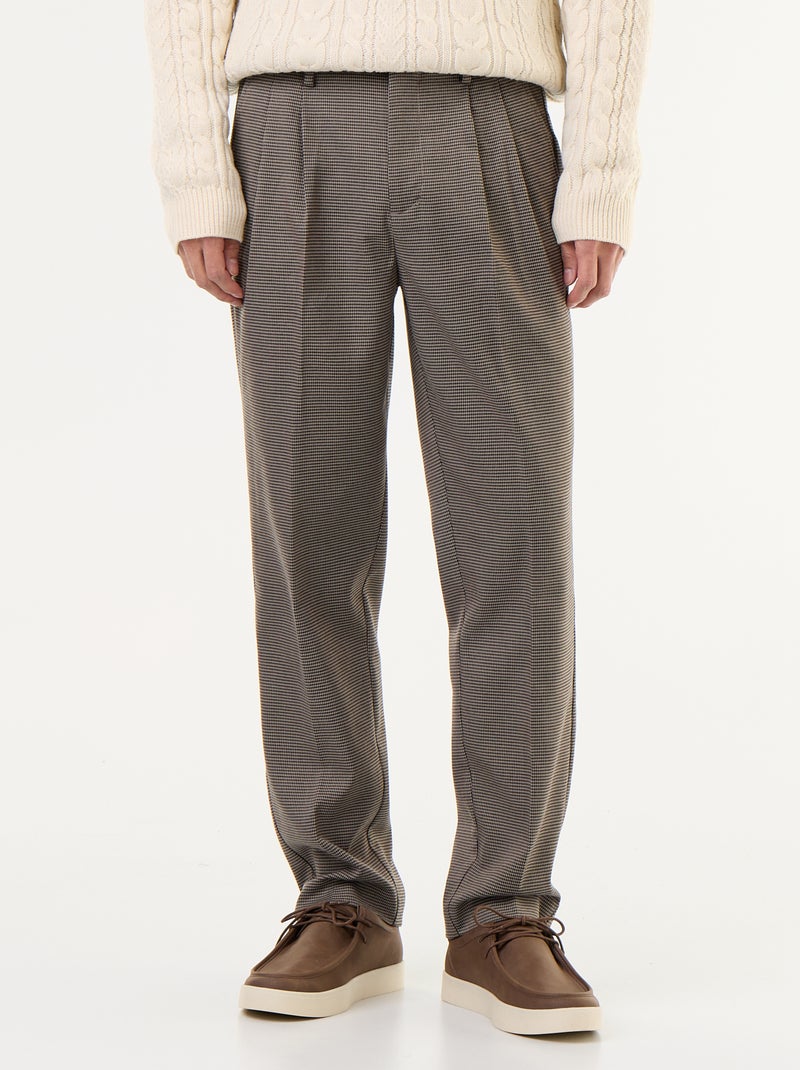 Pantalone a quadri dal taglio affusolato Marrone - Kiabi