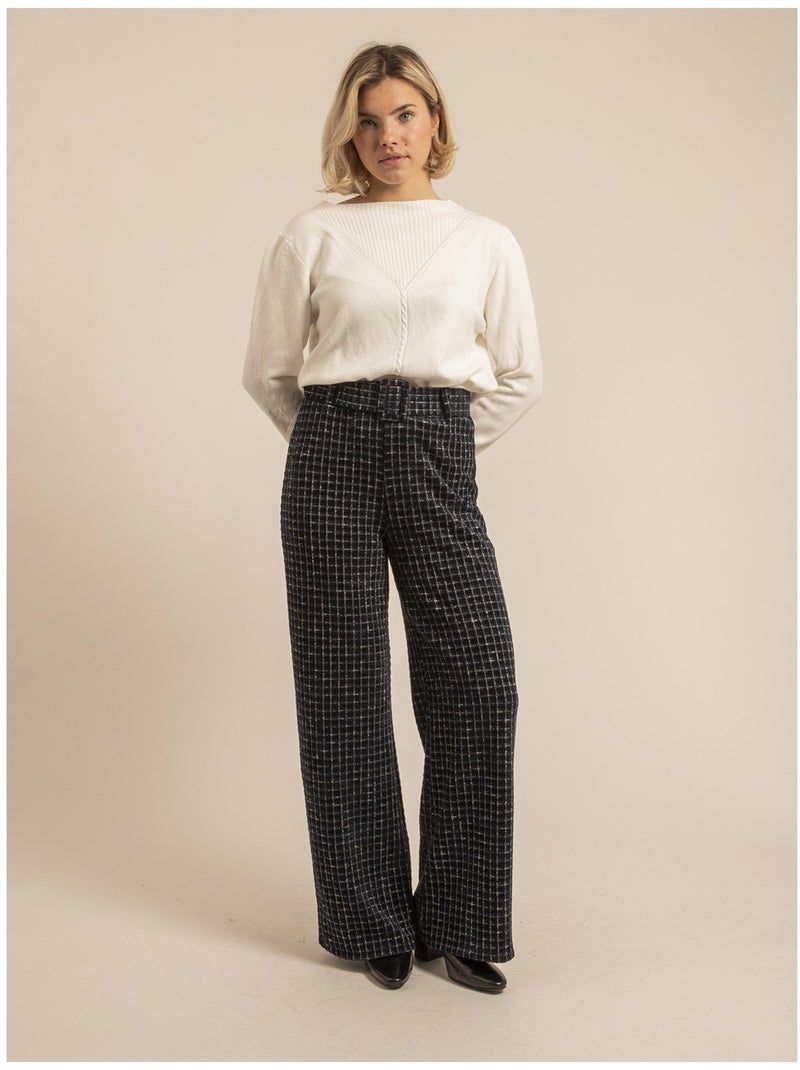 Pantalone a quadri ESSILA Blu marino - Kiabi