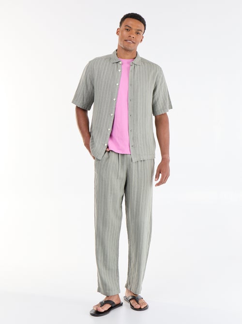 Pantalone a righe in misto lino - Kiabi
