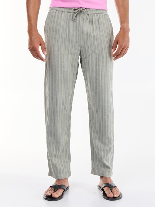 Pantalone a righe in misto lino - Kiabi