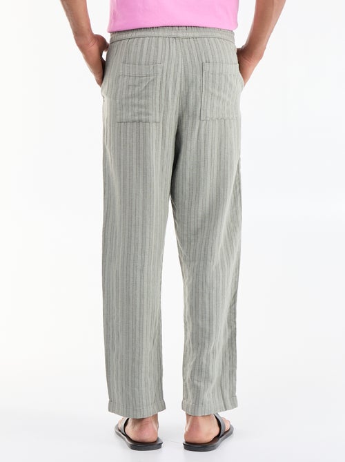 Pantalone a righe in misto lino - Kiabi