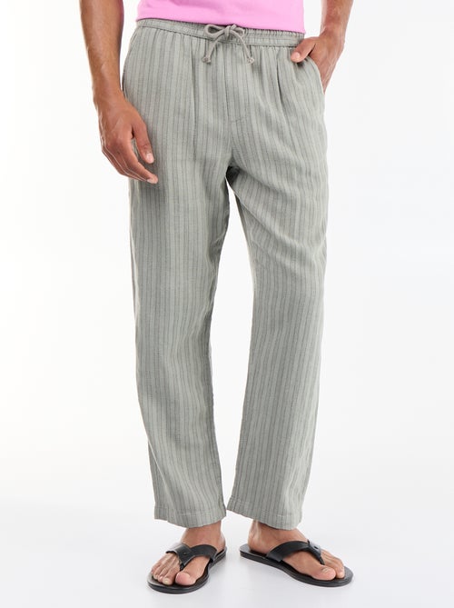 Pantalone a righe in misto lino - Kiabi