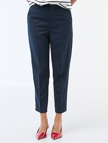 Pantalone da donna a sigaretta tinta unita in tessuto armaturato