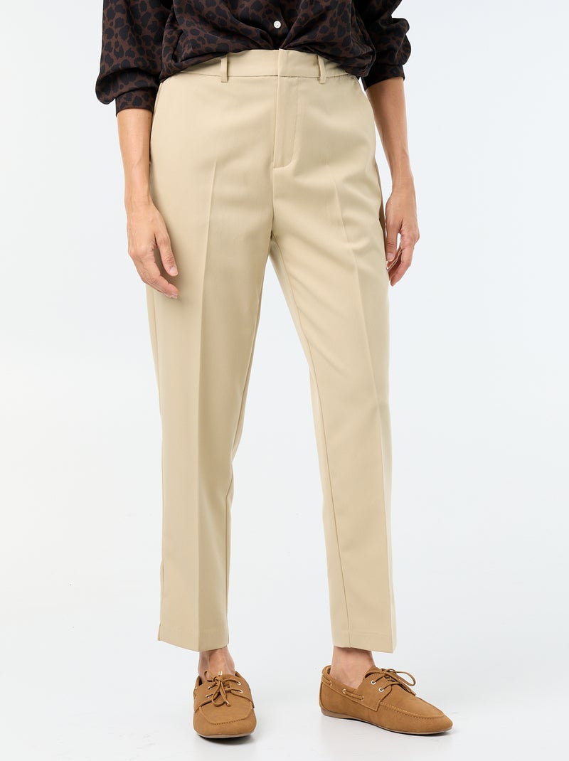 Pantalone a sigaretta tinta unita con 2 tasche Beige - Kiabi