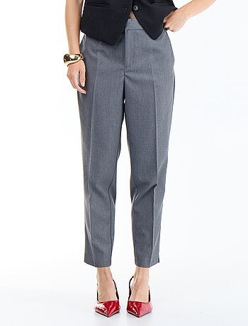 Pantalone da donna a sigaretta tinta unita in tessuto armaturato