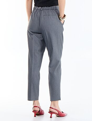 Pantalone da donna a sigaretta tinta unita in tessuto armaturato