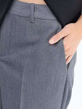 Pantalone da donna a sigaretta tinta unita in tessuto armaturato